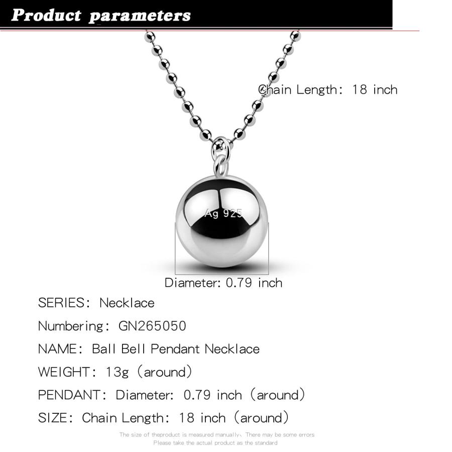 【並行輸入品】H&Beautimer 925スターリングシルバーネックレス メンズ レディース シルバーラウンドビーズペンダント スモールベルネ_9