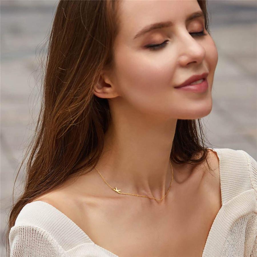 【並行輸入品】EVER FAITH 925 Sterling Silver Simple Alphabet Golden K Chain Mi_3