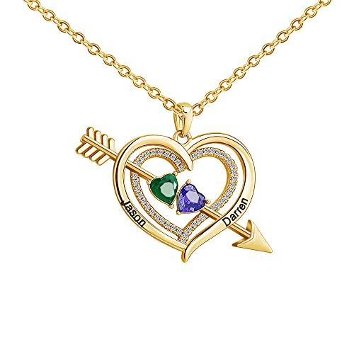 【並行輸入品】MUUYON Solid 10K/14K/18K Gold Personalized Name Necklace with Biの画像