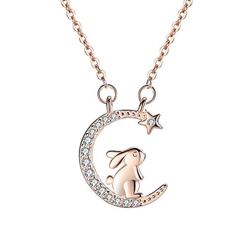 【並行輸入品】Long Pendant Necklace Set Personality Fashion Moon Cute Rabbit N_1