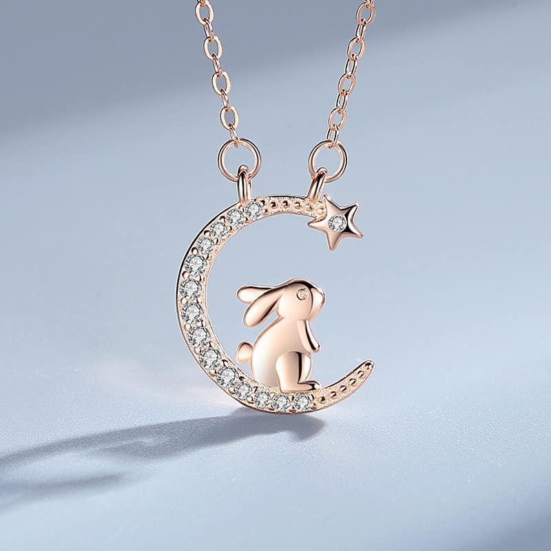 【並行輸入品】Long Pendant Necklace Set Personality Fashion Moon Cute Rabbit N_3