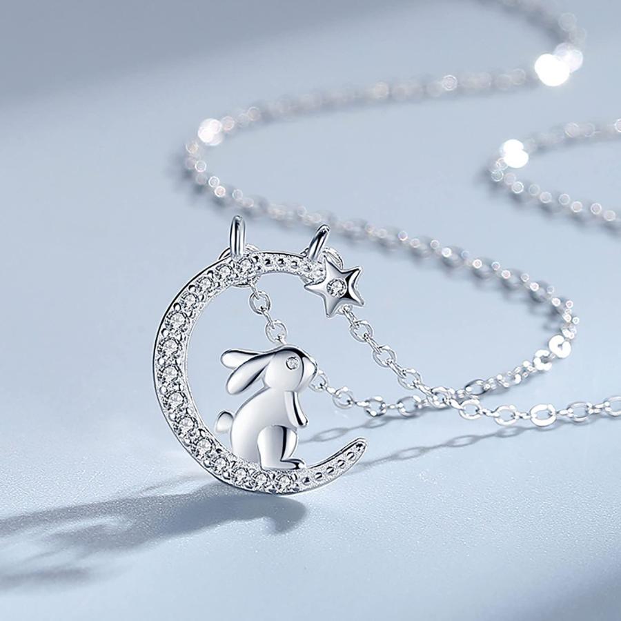 【並行輸入品】Long Pendant Necklace Set Personality Fashion Moon Cute Rabbit N_5
