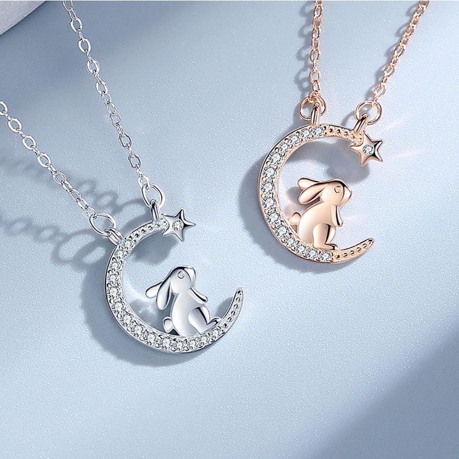 【並行輸入品】Long Pendant Necklace Set Personality Fashion Moon Cute Rabbit N_8