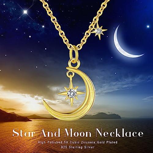 並行輸入品】ゴールド 月と星 ネックレス 925スターリングシルバー 18K 