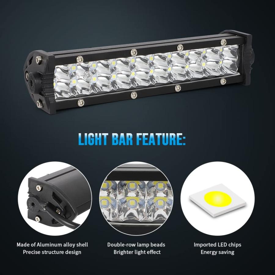 【並行輸入品】AUTOVIC LEDライトバー スポットフラッドコンボ オフロードライトマウントブラケット 水平バーチューブクランプ アップグレの画像