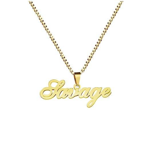 【並行輸入品】MUUYON 10K/14K/18K Gold Name Necklace Personalized 1MM  5MM Boxの画像
