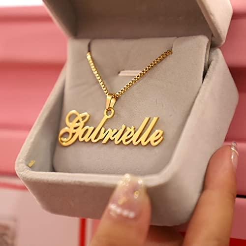 【並行輸入品】MUUYON 10K/14K/18K Gold Name Necklace Personalized 1MM  5MM Boxの画像