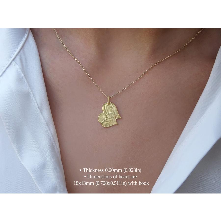 【並行輸入品】Double Gold Heart Silver Necklace with Fingerprint 000 028 (Goldの画像