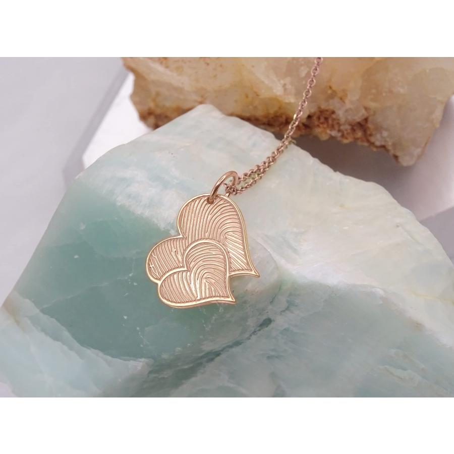 【並行輸入品】Double Gold Heart Silver Necklace with Fingerprint 000 028 (Goldの画像