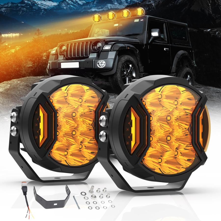 並行輸入品】Navoroge 5インチ 34,000LM 300W LED オフロード アンバー