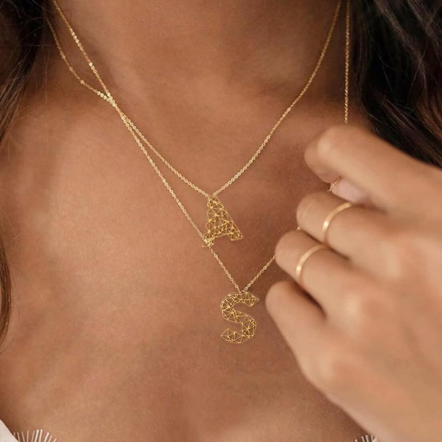 【並行輸入品】TSDGB イニシャルネックレス レディース 18K ゴールドメッキ ネックレス 上品なチャーム ペンダント ネックレス パーソナの画像