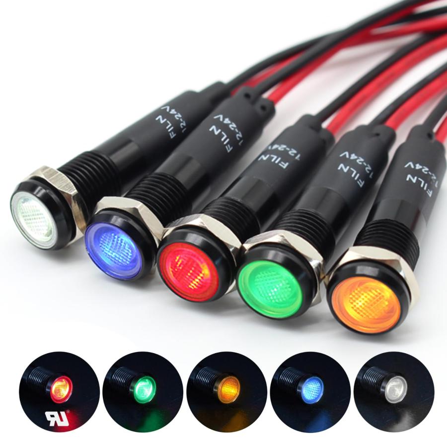 並行輸入品】FILN 5個 8mm (5/16インチ) インジケーターライト LED