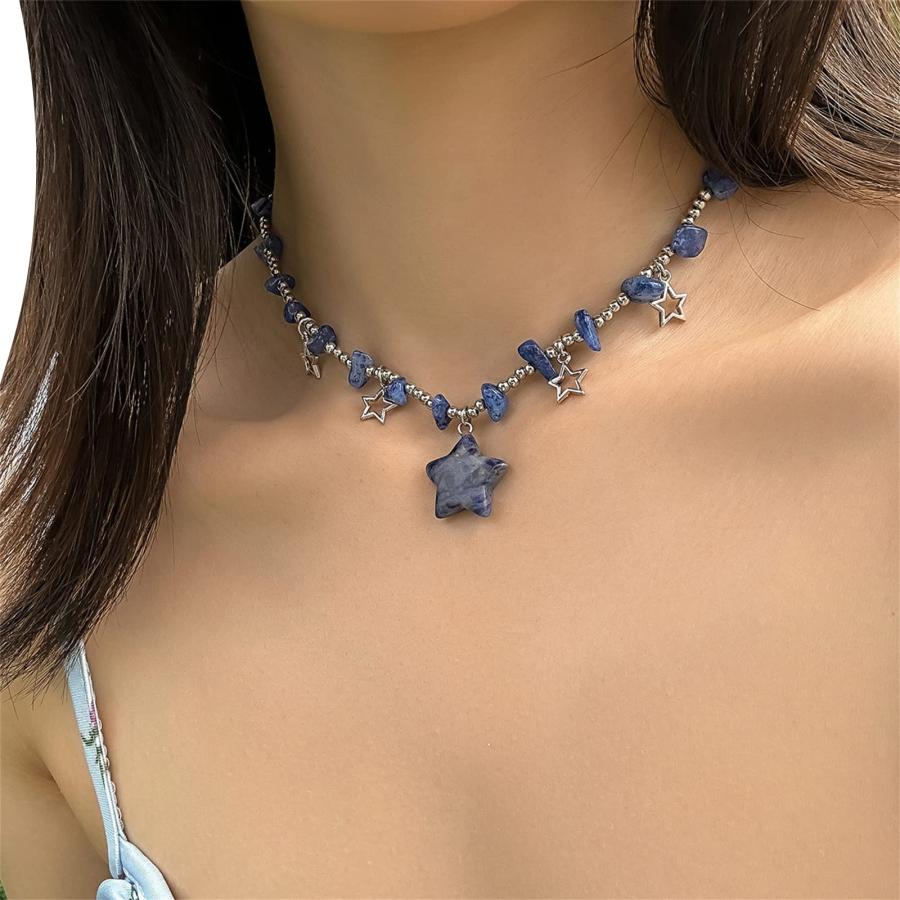 【並行輸入品】LANGYI Irregular Crushed Stone Beaded Necklace Choker Fashion St_2