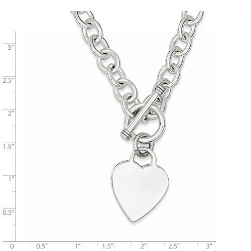 【並行輸入品】ソリッド925スターリングシルバー ハートファンシーリンクトグルネックレスチェーン (8.5mm), スターリングシルバー, 0の画像