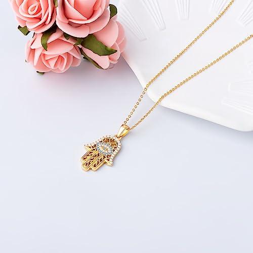 【並行輸入品】JSGEMSLEE 14Kゴールドメッキ ハムサネックレス 邪眼 ハムサ ファティマの手 ペンダントネックレス レディース ガール_7