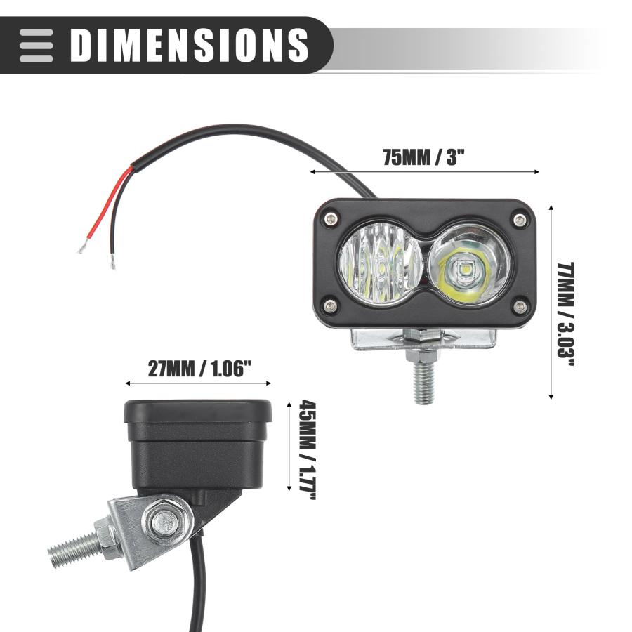 【並行輸入品】Motoforti ユニバーサルLEDオフロードライト フラッドスポットコンボ ドライビングフォグランプ ピックアップトラック Aの画像