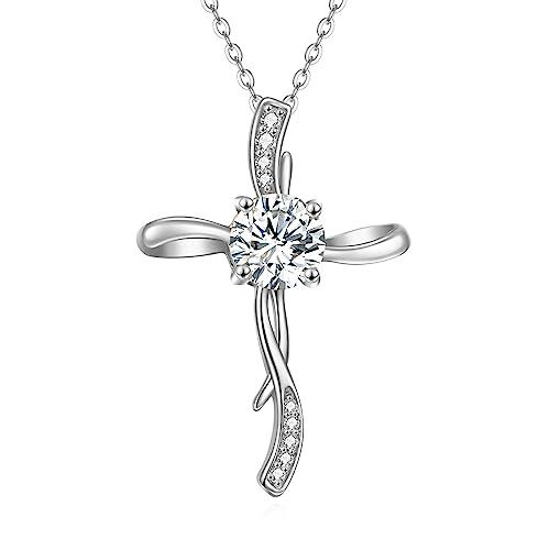 【並行輸入品】FENCCI 14K イエローゴールド クロスネックレス 女性用 14Kゴールド インフィニティ クロス ペンダント ネックレス_1