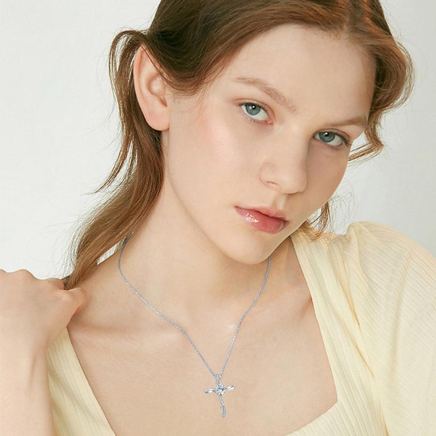 【並行輸入品】FENCCI 14K イエローゴールド クロスネックレス 女性用 14Kゴールド インフィニティ クロス ペンダント ネックレス_3