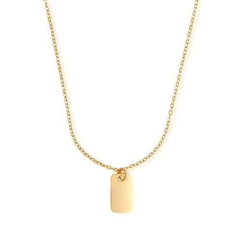 【並行輸入品】Aihpos 10K Gold Personalize Dog Tag Necklace For Women Girls Solの画像