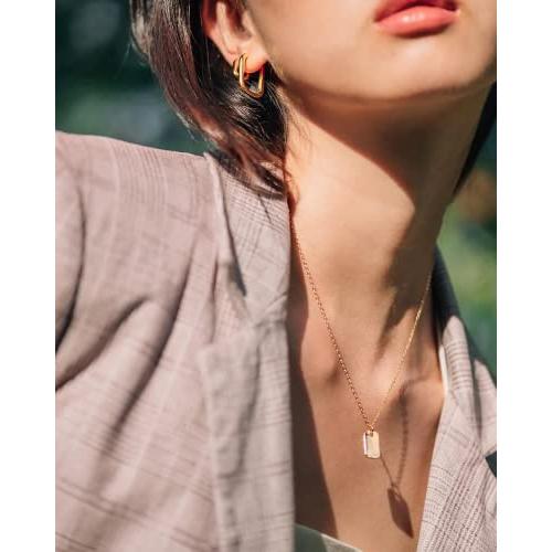 【並行輸入品】Aihpos 10K Gold Personalize Dog Tag Necklace For Women Girls Solの画像
