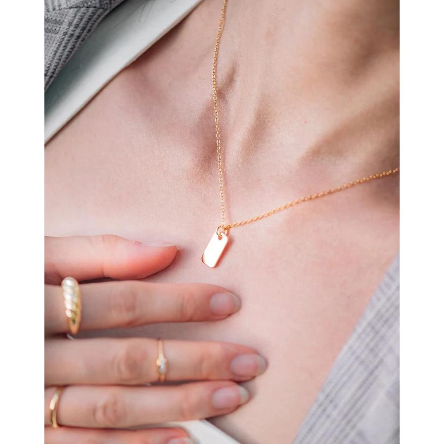 【並行輸入品】Aihpos 10K Gold Personalize Dog Tag Necklace For Women Girls Solの画像