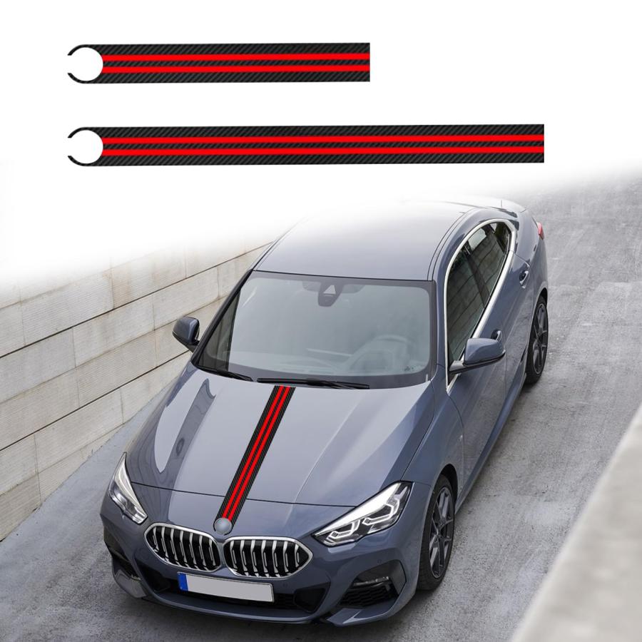 【並行輸入品】ramuel Compatible with Carbon Fiber Car Hood Trunk Lid Stripes Sの画像