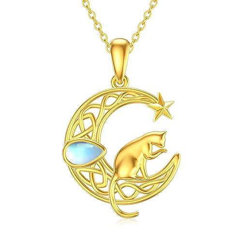 Aihpos 14K リアルゴールド 猫ペンダントネックレス イエロー Aihpos 14K リアルゴールド 猫ペンダントネックレス イエロー
