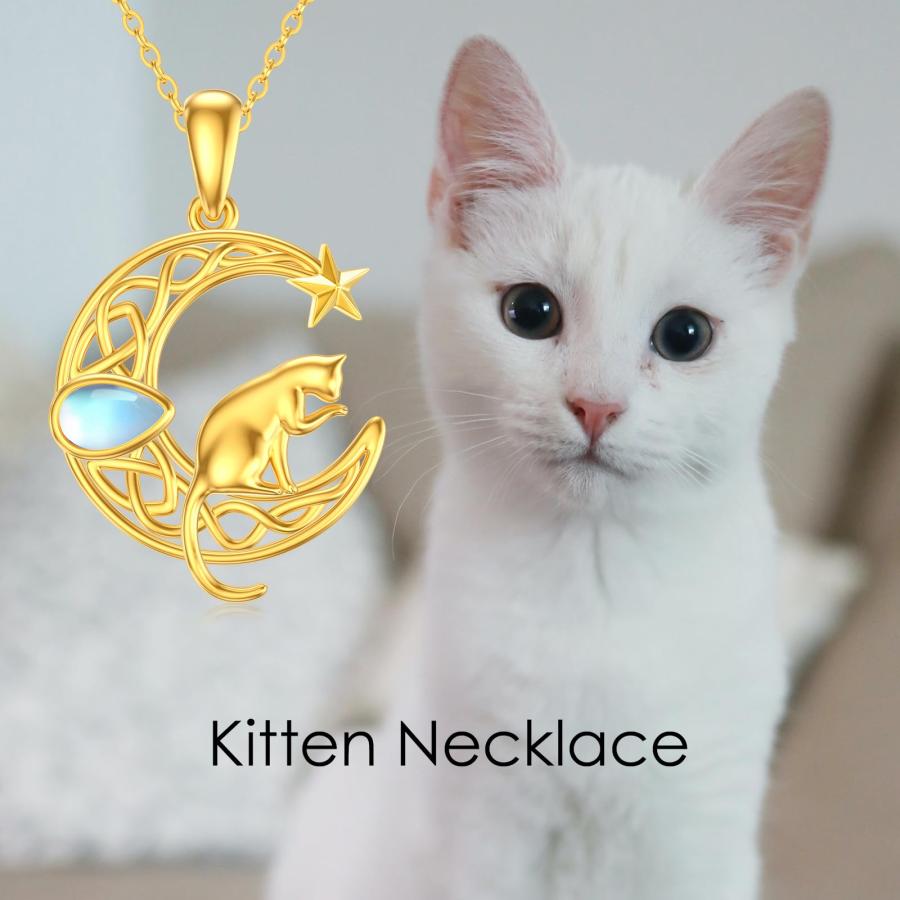 Aihpos 14K リアルゴールド 猫ペンダントネックレス イエロー Aihpos 14K リアルゴールド 猫ペンダントネックレス イエロー