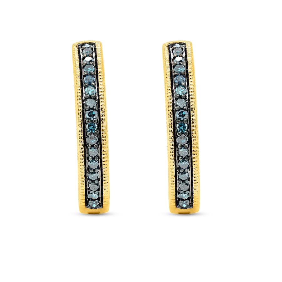 【並行輸入品】Poshadime 0.40 Carat Round Cut Blue Diamond in 18K Yellow Gold Oの画像