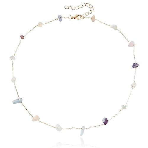 【並行輸入品】Blue Drop ボーホークリスタルストーンチョーカーネックレス レディース ガールズ ゴールドメッキ ビーズネックレス ターコ_1