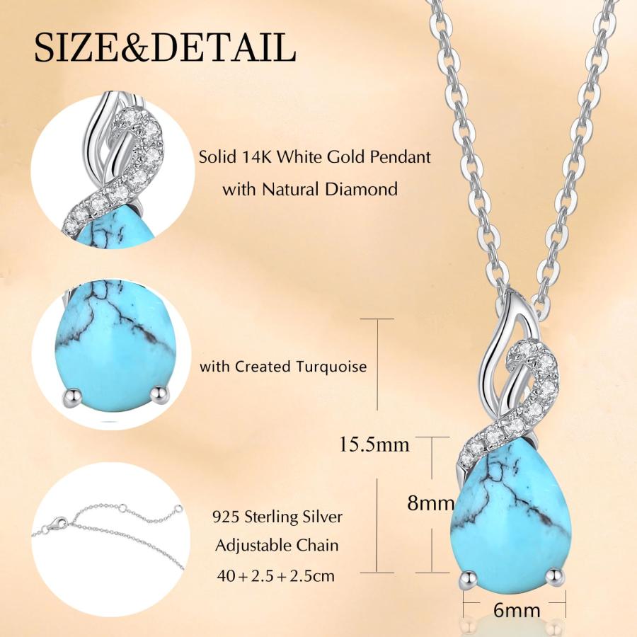 【並行輸入品】FANCIME 14K ソリッドホワイトゴールド ティアドロップペンダント ダイヤモンド誕生石ネックレス 誕生日ギフト 母 女性_6
