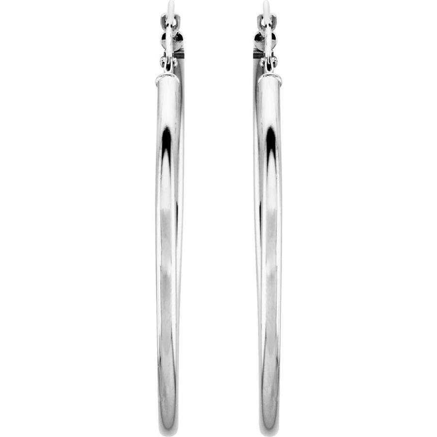 【並行輸入品】14k White Gold 40mm Hoop Earrings (40mm x 2mm)の画像