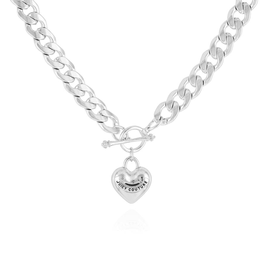 並行輸入品】Juicy Couture シルバートーン ハートチャームネックレス 