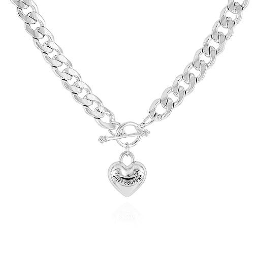 並行輸入品】Juicy Couture シルバートーン ハートチャームネックレス 