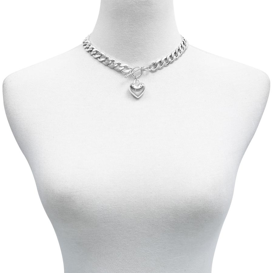 並行輸入品】Juicy Couture シルバートーン ハートチャームネックレス 