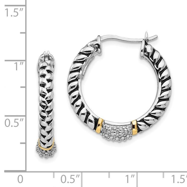 【並行輸入品】Sterling Silver and 14k Yellow Gold Diamond Hoop Earringsの画像