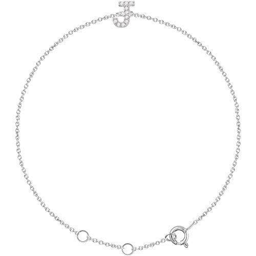 【並行輸入品】Ryan Jonathan Fine Jewelry 14k White Gold Diamond Initial J Bracの画像