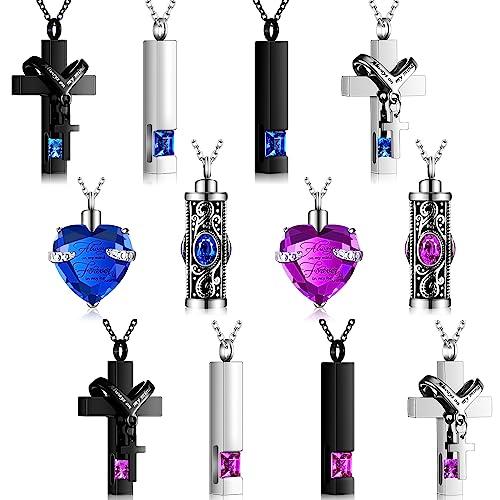 【並行輸入品】骨壺ネックレス 12個 遺灰 火葬用 クロス ハート キュービック ジュエリー ステンレススチール メモリアルロケット 男女兼用