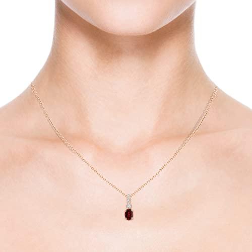 【並行輸入品】Angara Natural Garnet Solitaire Pendant Necklace for Women, Girlの画像