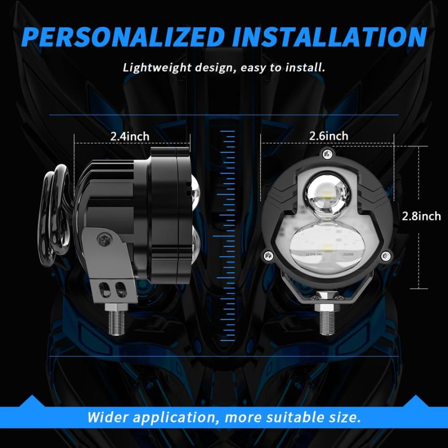 【並行輸入品】Adzoon オートバイ 3インチ ダブルカラー LEDポッド Adzoon Motorcycle Fog Lights, 3 I_9
