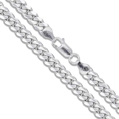 【並行輸入品】Sterling Silver Solid Miami Cuban Link Chain 6.8mm 925 Italy Heaの画像