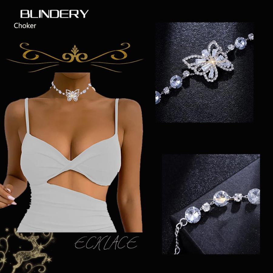 【並行輸入品】Blindery ラインストーンチョーカーネックレス クリスタルバタフライネックレス ラグジュアリージュエリーチョーカー 女性と女_6