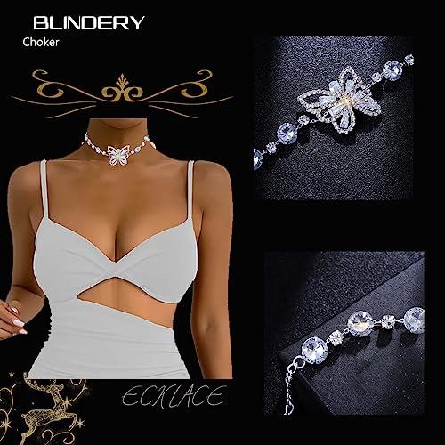 【並行輸入品】Blindery ラインストーンチョーカーネックレス クリスタルバタフライネックレス ラグジュアリージュエリーチョーカー 女性と女_7