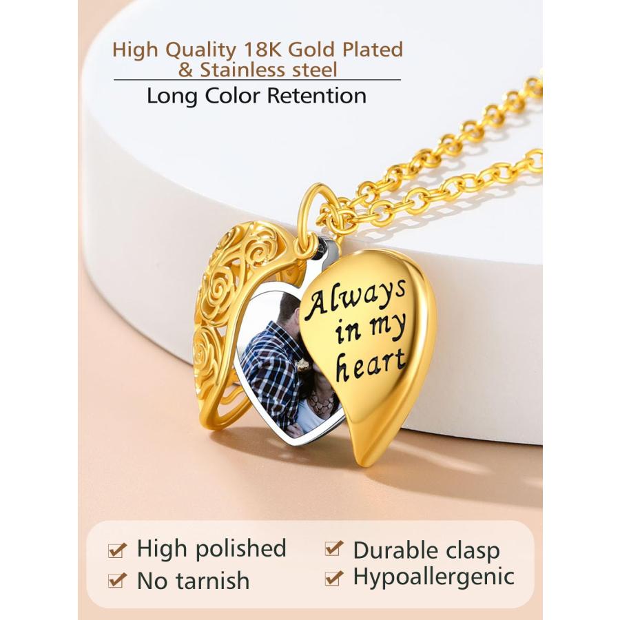 並行輸入品】FindChic ハートフォト 天使の翼 ロケットネックレス 