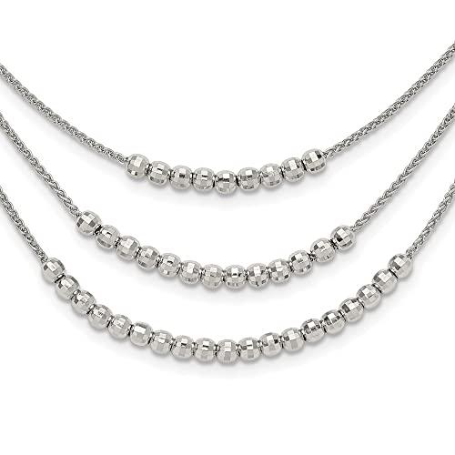 【並行輸入品】Diamond2Deal Sterling Silver Rhodium plated Beaded Multi Layer N_1