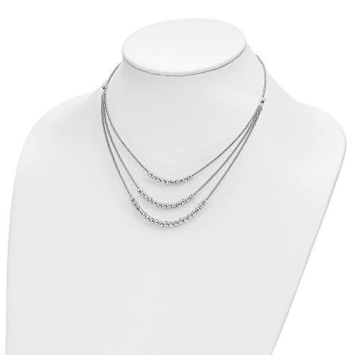 【並行輸入品】Diamond2Deal Sterling Silver Rhodium plated Beaded Multi Layer N_4