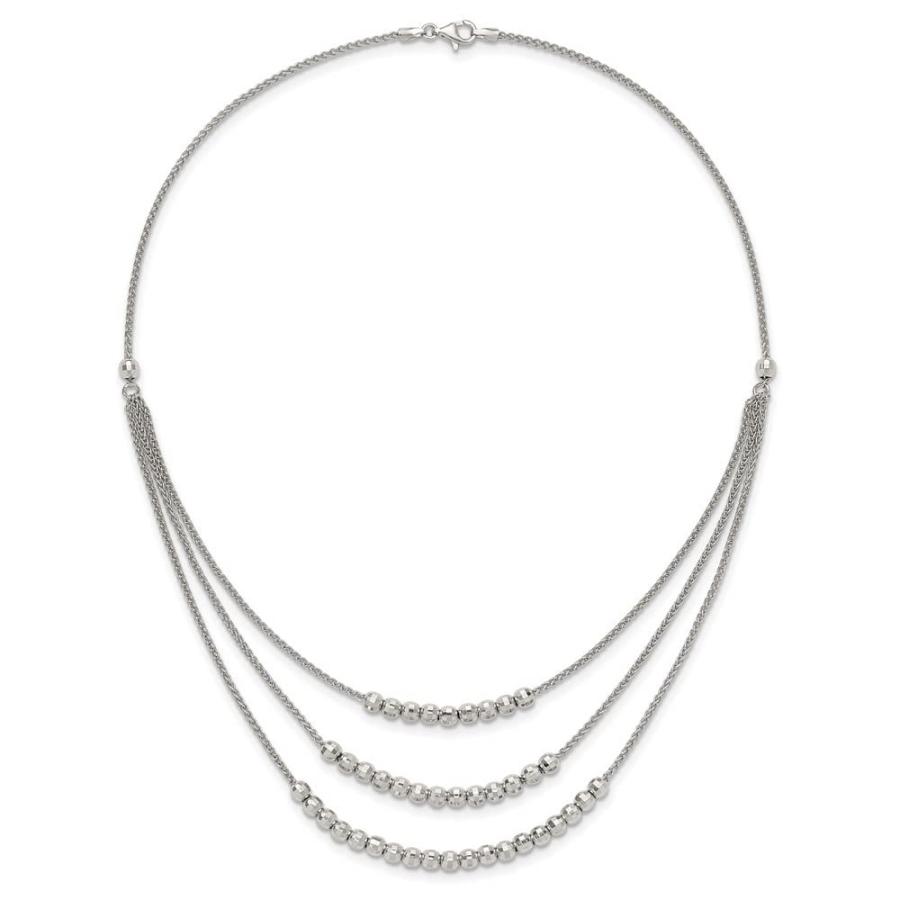 【並行輸入品】Diamond2Deal Sterling Silver Rhodium plated Beaded Multi Layer N_6