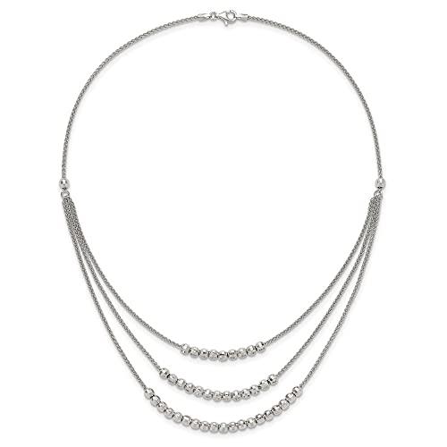 【並行輸入品】Diamond2Deal Sterling Silver Rhodium plated Beaded Multi Layer N_7