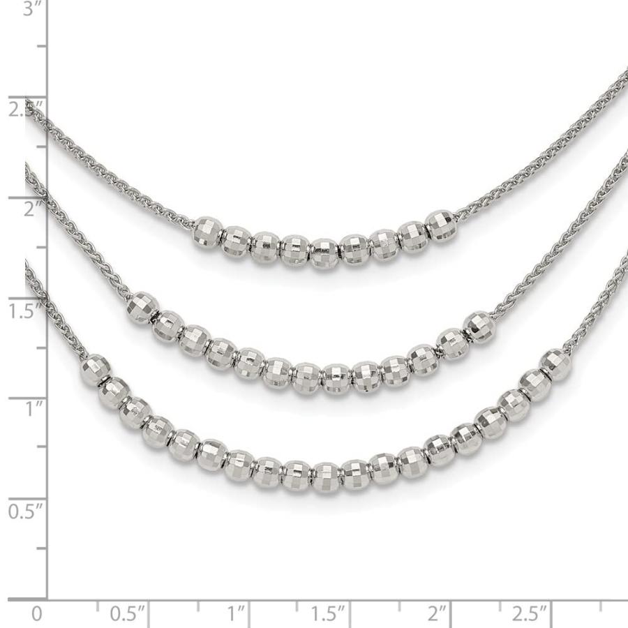 【並行輸入品】Diamond2Deal Sterling Silver Rhodium plated Beaded Multi Layer N_9