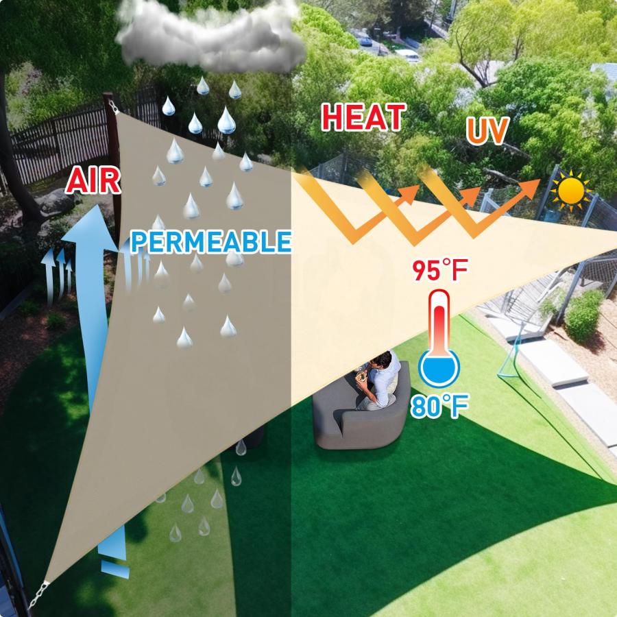 【並行輸入品】Artpuch 24'x24'x24' Customize Cream Sun Shade Sail UV Block 185の画像